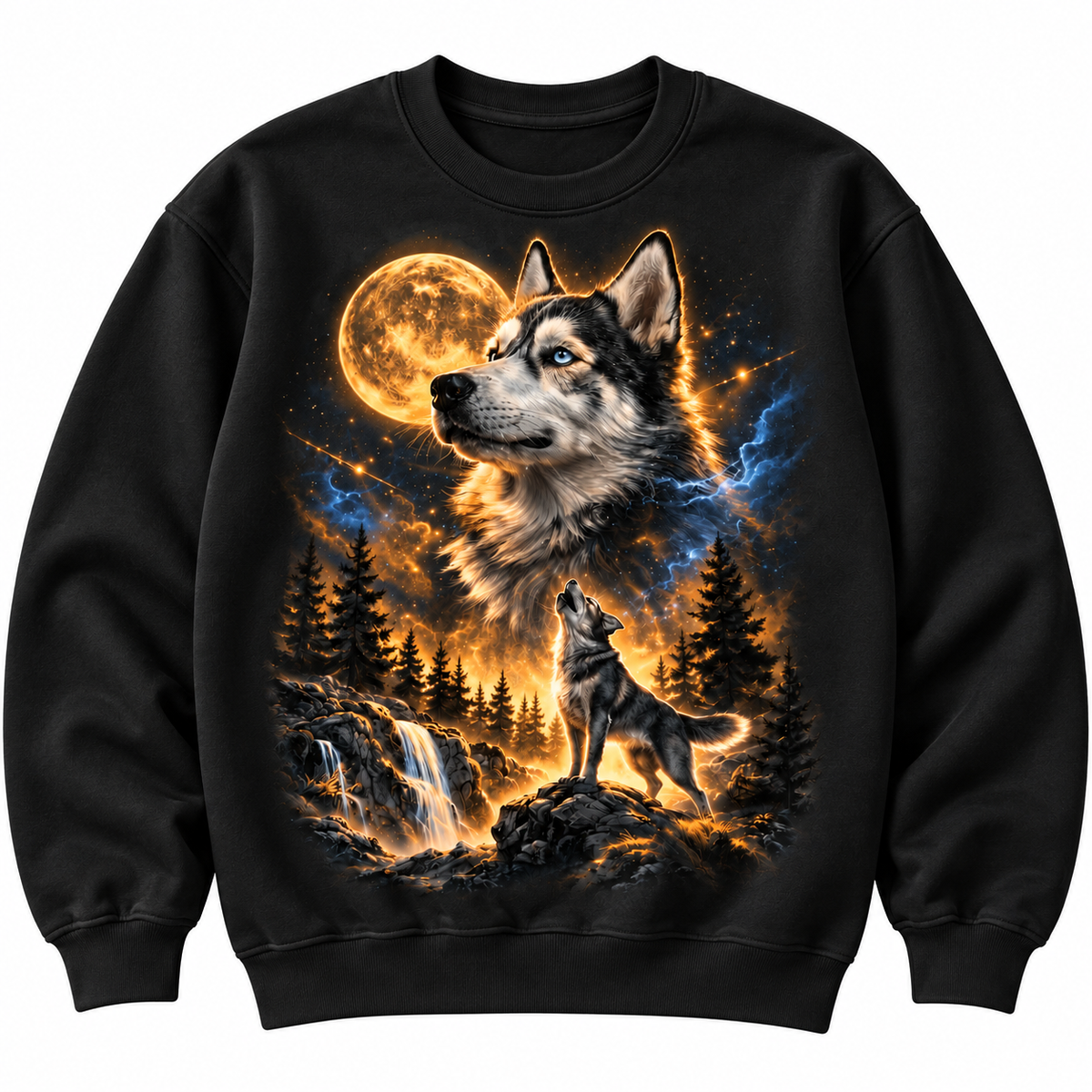 Vintage Husky Howling to the Moon Shirt – 90s Retro Dog Lover Gift Tee