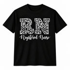Black tee with the leopard print RN Registered Nurse design