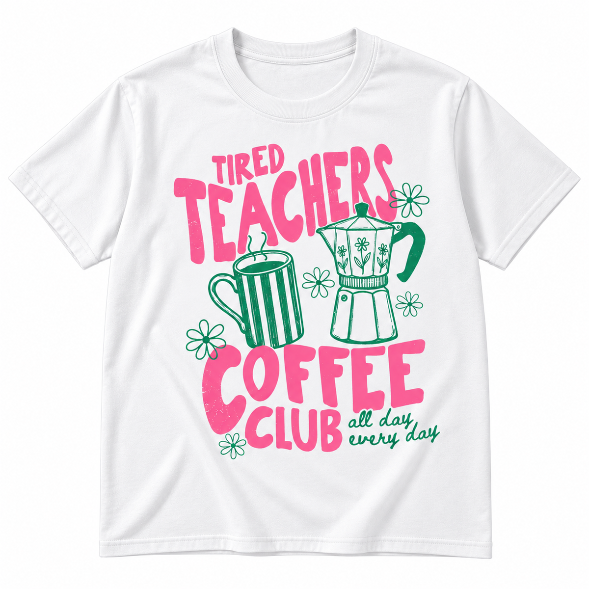 Tired Teachers Coffee Club Tee – Retro Teacher Gift Shirt for Coffee Fans