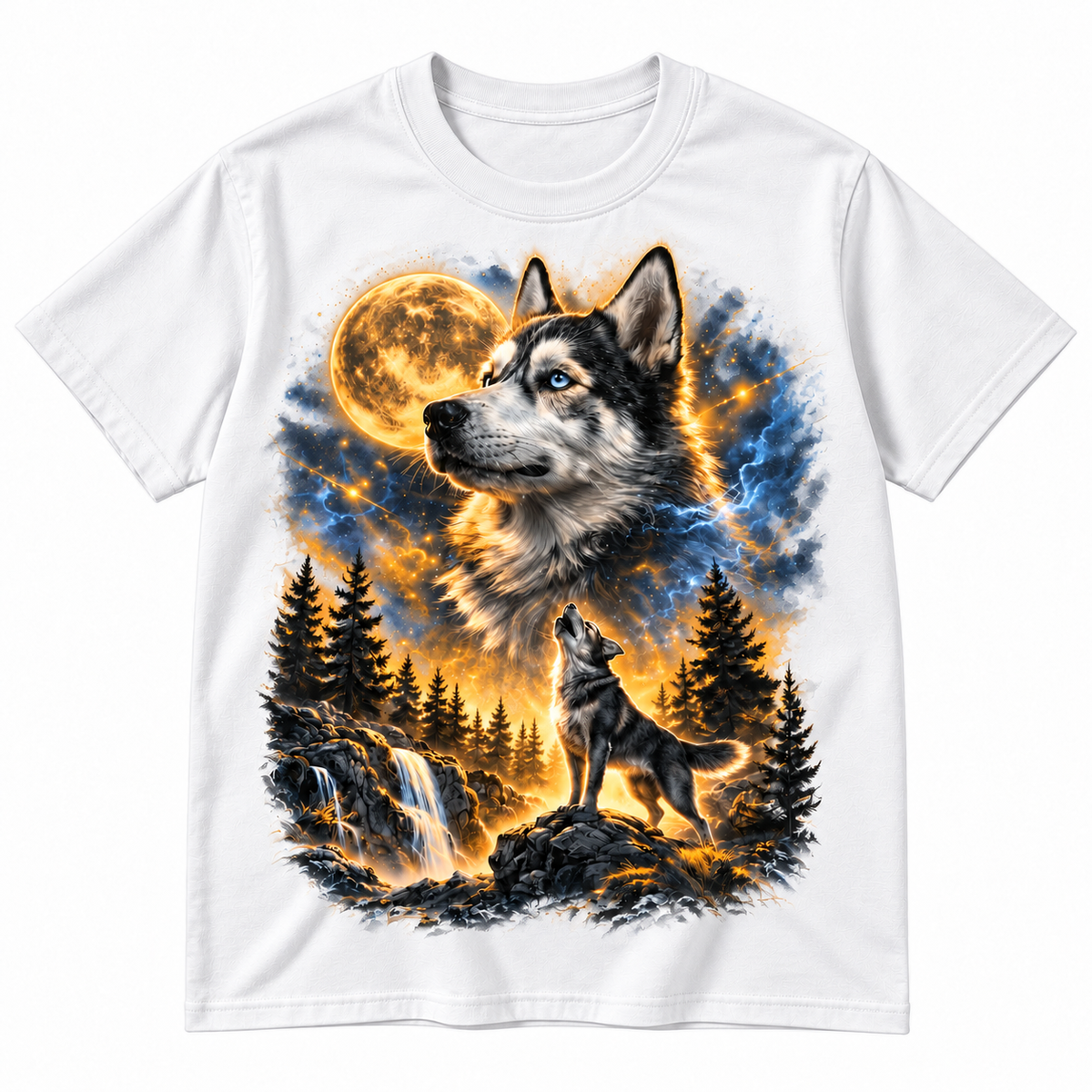 Vintage Husky Howling to the Moon Shirt – 90s Retro Dog Lover Gift Tee