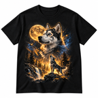 Vintage Husky Howling to the Moon Shirt – 90s Retro Dog Lover Gift Tee