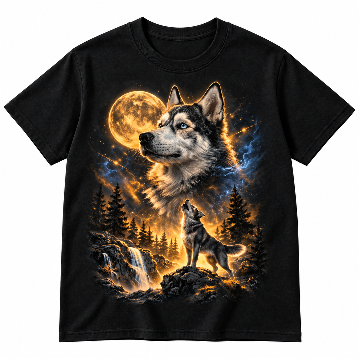 Vintage Husky Howling to the Moon Shirt – 90s Retro Dog Lover Gift Tee