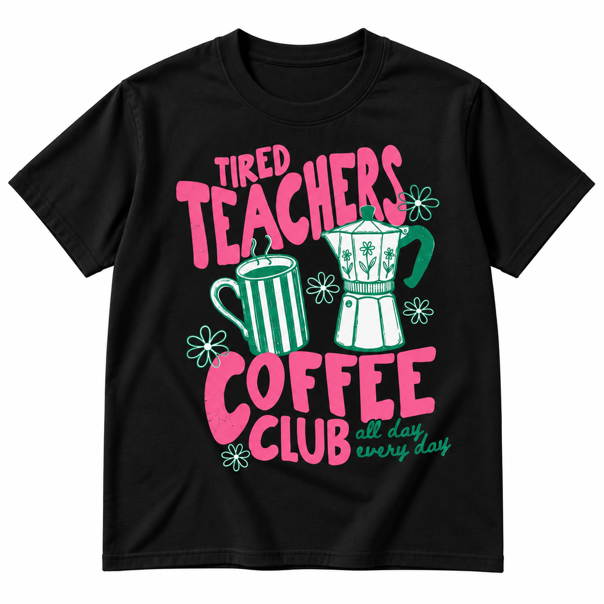 Tired Teachers Coffee Club Tee – Retro Teacher Gift Shirt for Coffee Fans