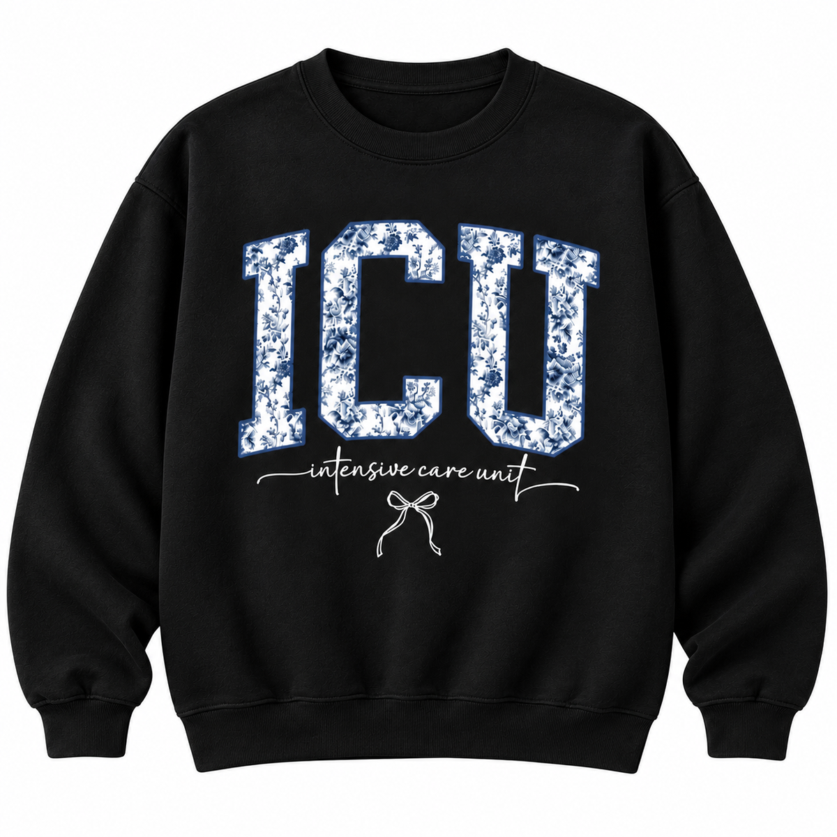 ICU Nurse Sweatshirt – Blue Floral Intensive Care Gift, Shirt & Hoodie