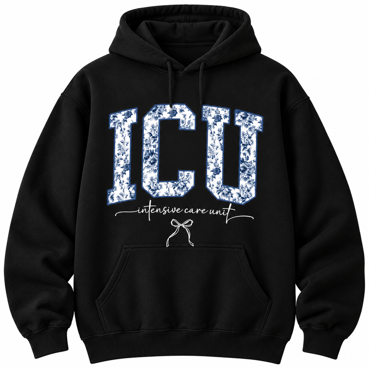 ICU Nurse Sweatshirt – Blue Floral Intensive Care Gift, Shirt & Hoodie