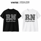 Black and white tees with the leopard print RN Registered Nurse graphic
