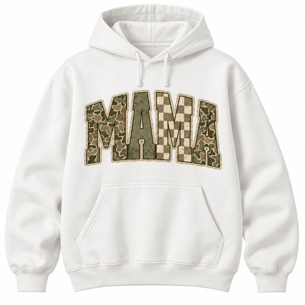 Retro Checkered Camo Mama Sweatshirt – Country Mom Gift, Shirt & Hoodie