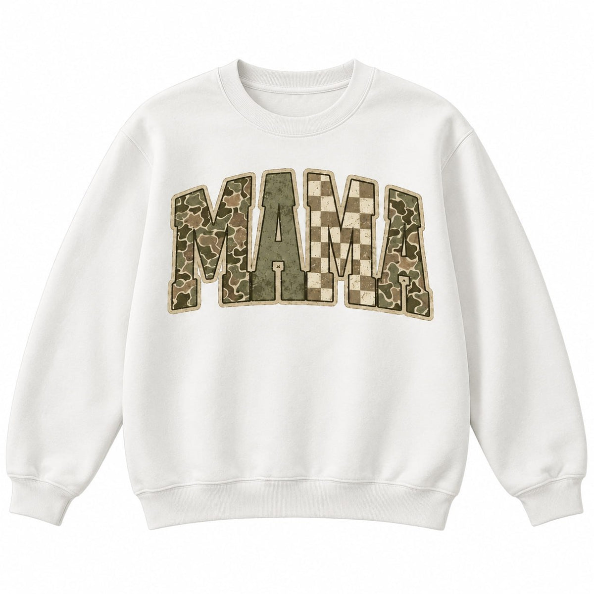Retro Checkered Camo Mama Sweatshirt – Country Mom Gift, Shirt & Hoodie